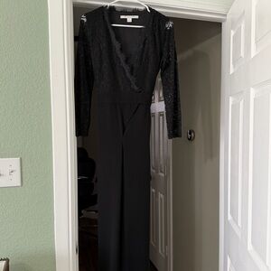 Diane Von Furstenberg Black Lace Detail jumpsuit